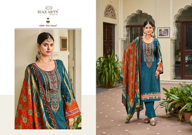 Bin Saeed Vol 2 By Riaz Arts Lawn Digital Printed Dress Material Suppliers In India
